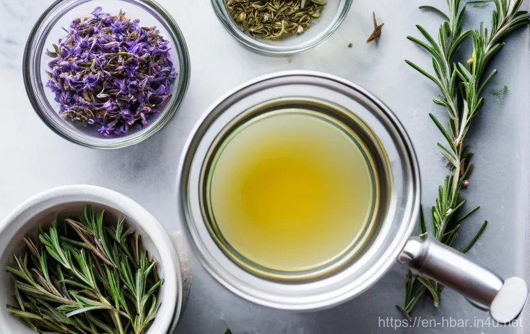 홈바텐더 허브 칵테일 - **"A close-up, well-lit shot of a person's hands, wearing comfortable, casual attire, gently tending...